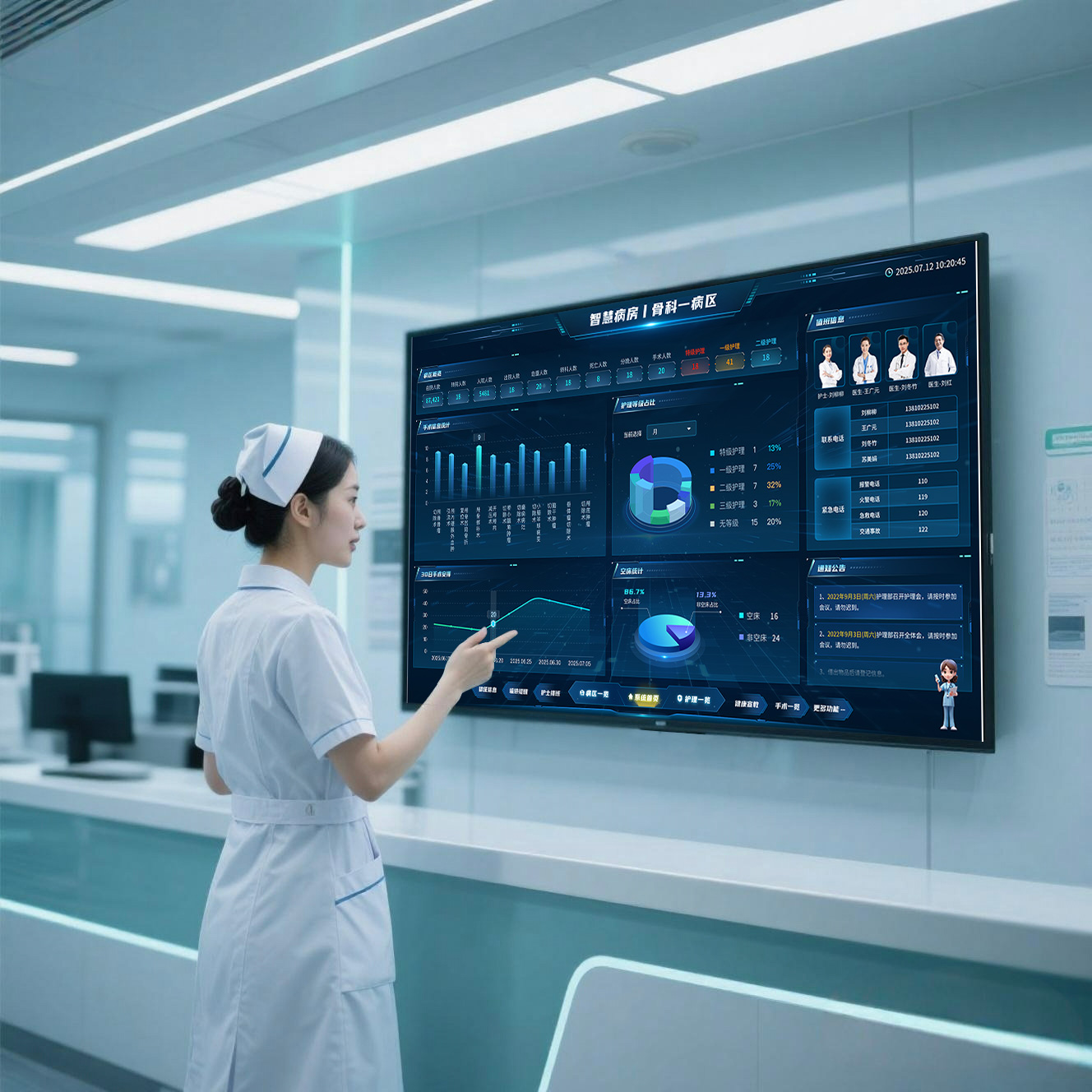 护士站效率翻倍的秘密！这款护理交互大屏，重新定义智慧护理